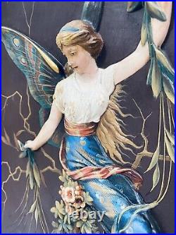 Mettlach Antique German Charger Butterfly Girl 16 Stein Collector Interest Gift