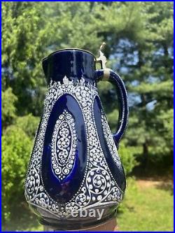 Mid Century Wick-Werke Lidded Beer Stein Cobalt Blue Beautiful Design 1689