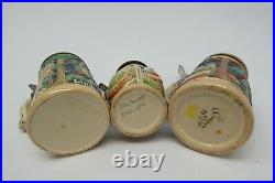 Mixed Lot of 3 German Small Mini Miniature Lidded Beer Steins Mugs Decorative
