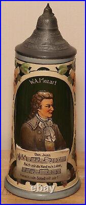 Mozart with Stanza by Rosskopf & Gerz 1/2L German beer stein antique # 712