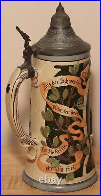 Mozart with Stanza by Rosskopf & Gerz 1/2L German beer stein antique # 712