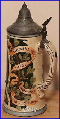 Mozart with Stanza by Rosskopf & Gerz 1/2L German beer stein antique # 712