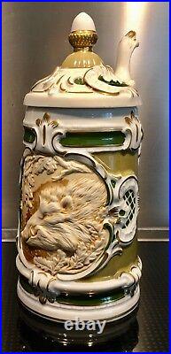 New! German Beer Stein, pewter lid, in Porcelain, limited edition, signed+ number