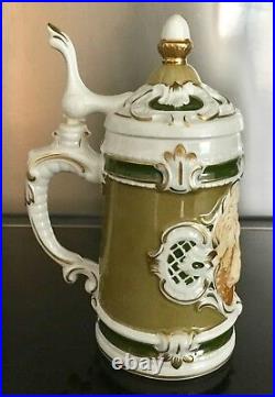 New! German Beer Stein, pewter lid, in Porcelain, limited edition, signed+ number