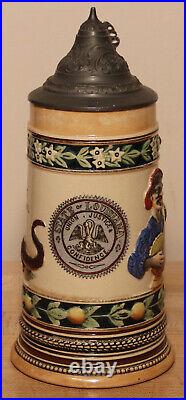 New Orleans Gators State seal by M&R 1/2L German beer stein Antique #6042