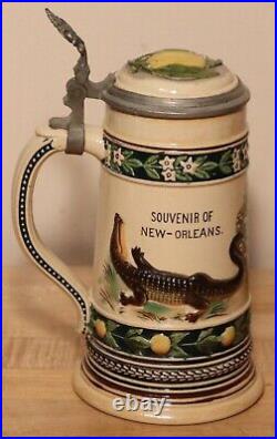 New Orleans & Gators by Marzi & Remy 1/2L German beer stein Antique # 6007