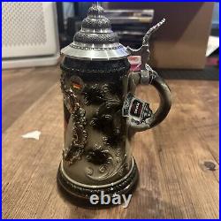 New With Tags Handcrafted King German Beer Stein Handmade Hand Painted