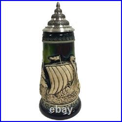 Northern Lights with Ship LE German Stoneware Beer Stein. 5 L Made in Germany