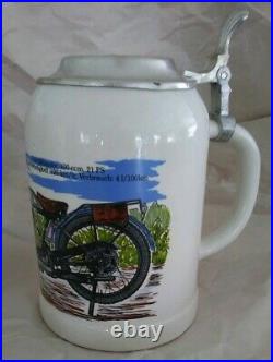 Norton Modell 18 Motorcycle German Lidded Ceramic Beer Stein Collectable Mug