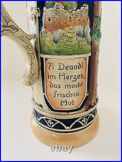 Old German Beer Stein 15 Tall Keramik Kannenbackerland 2 Liter Original