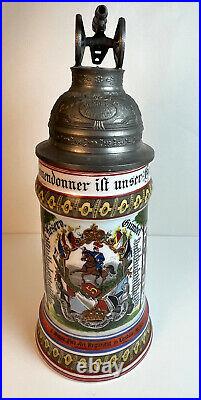Old German Regimental Artillery Porcelain Stein Lithophane