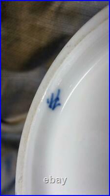 Old Porcelain Pewter Lidded German Germany Meissen Beer Mug Stein Blue Onion