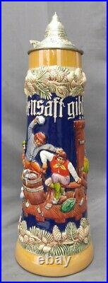 Old Vintage Gertz German Lidded Beer Stein 2 Liter