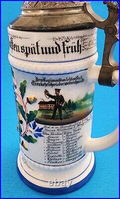 Original German Regimental Cavalry 1899-1902 Lithophane Beer Stein! Wilhelm II