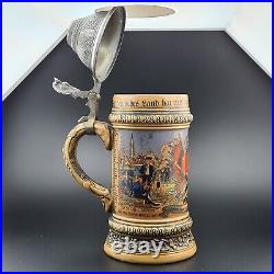 Original Gerz Beer Stein Beer Mug, German Lidded Zinn Beer Stein, German Beer Mug