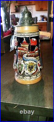 Original King Lidded Beer Stein German cities