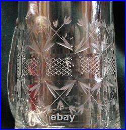 PAIR Vintage German RASTAL Cut Glass Beer Stein Pewter Lid Floral Motif