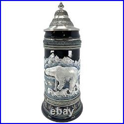 Polar Bear Walking on Ice German Beer Stein 1 Liter Made in Germany