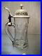 RARE-Antique-German-Glass-Beer-Stein-Decorated-Metal-Lid-9-5-Tall-Old-01-lceo