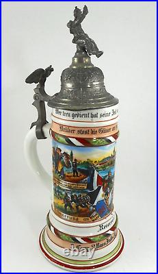 RARE German Lithophane regimental beer stein Rgt 88 CIRCA 1905