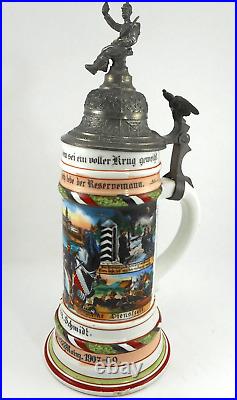 RARE German Lithophane regimental beer stein Rgt 88 CIRCA 1905