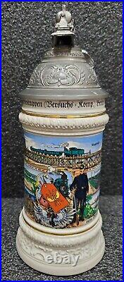 RARE Train Engine Beer Stein, German WW1 Porcelain VINTAGE