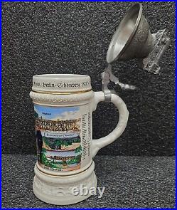 RARE Train Engine Beer Stein, German WW1 Porcelain VINTAGE