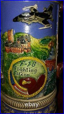 Rare! And Gorgeous Antique 1842 F-16 lidded German beer stein. Limited edition