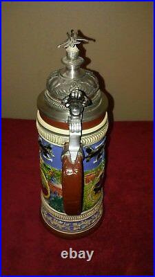 Rare! And Gorgeous Antique 1842 F-16 lidded German beer stein. Limited edition
