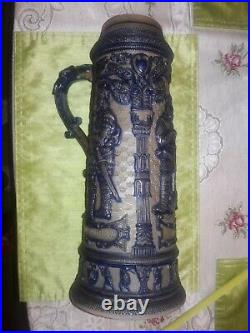 Rare Antique Vintage German 16 Inch Tall Beer Stein Martellvs Pipino Magnvs old