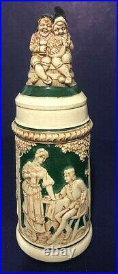 Rare Collectible German Beer Stein Gnomes on Lid Matthias Girmsheid Ceramic #5
