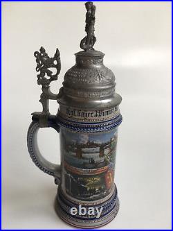 Rare German Beer Stein Mug Reservistenkrug Pionier Bataillon regimental Munich