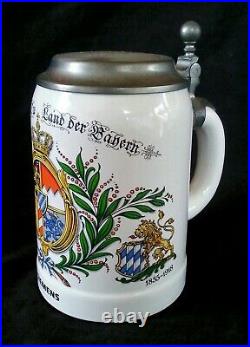 Rare vintage German lidded beer stein bierkrug Siemens Corporation 1/2 L