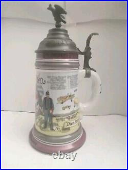 Regimental German 1910 Lithophane Lidded Beer Stein