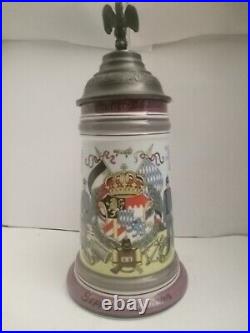 Regimental German 1910 Lithophane Lidded Beer Stein