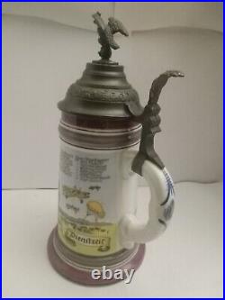 Regimental German 1910 Lithophane Lidded Beer Stein