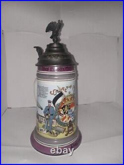 Regimental German 1910 Lithophane Lidded Beer Stein