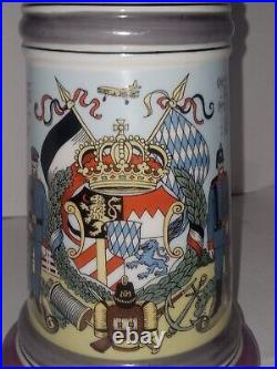 Regimental German 1910 Lithophane Lidded Beer Stein