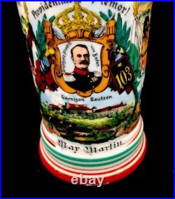 Regimental German Beer Stein Mar Martin 103 Garnison Bautzen 1907-1909