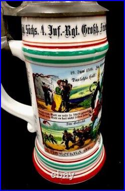 Regimental German Beer Stein Mar Martin 103 Garnison Bautzen 1907-1909