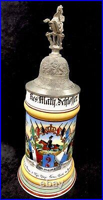 Regimental German Beer Stein Train Unit Calvary Reg 2 1907-1908