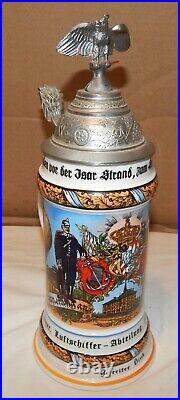 Regimental Military German Beer Stein Munchen 1906/08 Rare Luftschiffer NIB 270E