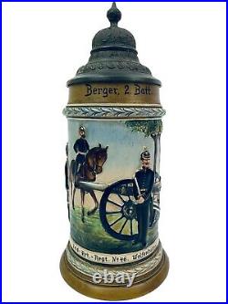 Reinhold Hanke 1271 Antique German Regimental Beer Stein Mounted Field Artillery