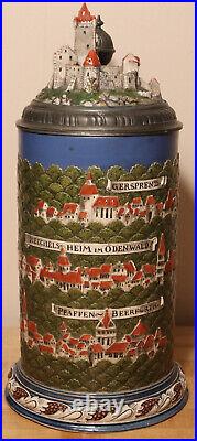 Rodenstein Villages & Castle Mettlach 3.8 Liter German beer stein antique # 2038