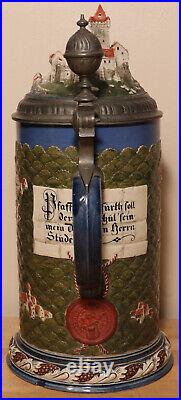 Rodenstein Villages & Castle Mettlach 3.8 Liter German beer stein antique # 2038