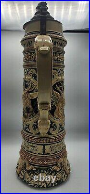 S. P. Gerz 660 Antique Vintage 3L Large German Beer Stein With Pewter Lid