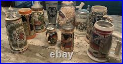 Set of 10 Vintage German Beer Steins, Great Condition! Made Germany & west
