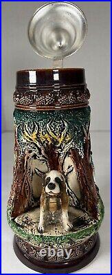 St Bernard Dog Wildlife Grotto Handmade Original King German Beer Stein Lid NWT