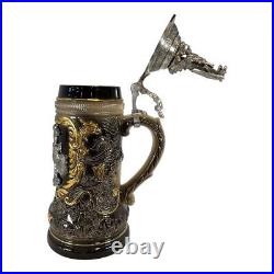 St. George the Dragon Slayer with Pewter Dragon Lid LE German Beer Stein. 5 L