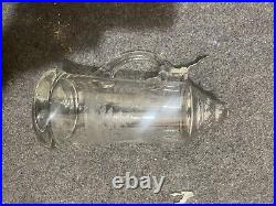 Two Antique German Pewter & Glass Beer Bier Lidded Stein 0.5L